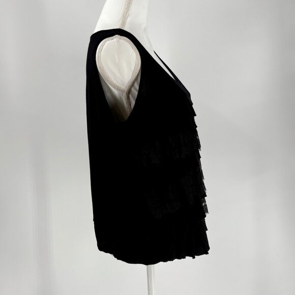 Relativity Black Sleeveless Tiered Lace & Viscose Ruffle Tank Top Size XL - Picture 4 of 10